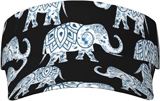 XIXIAN Elephant Printed Adult Sunscreen Visor Cap Lightweight and Breathable Adult Sun Visor Empty top hat Versatile Outdoor hat Black