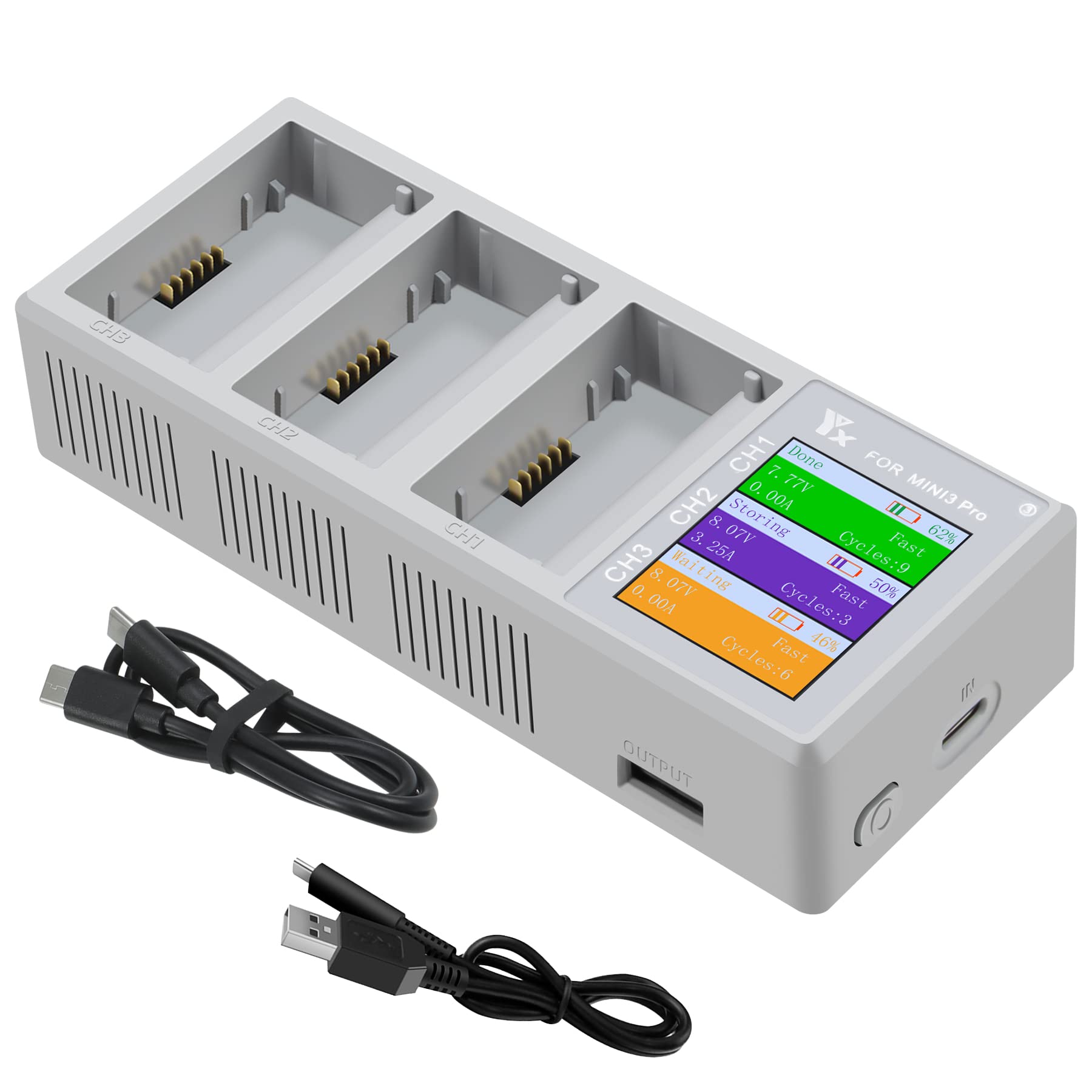 Hub de chargement de batterie Chargeur batterie de drone pour dji mini 3 Pro, affichage numérique LCD Chargeur de quadcoptère, Hub de chargement 2 modes,charge 3 batteries