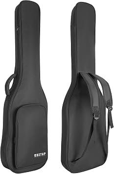 Base Guitar Case Soft 48 Inch Bass Case with 0.5 Inch Thick Padding, Backpack Shoulder Straps & Large Pockets, Lightweight Portable Bass Guitar Bag Black