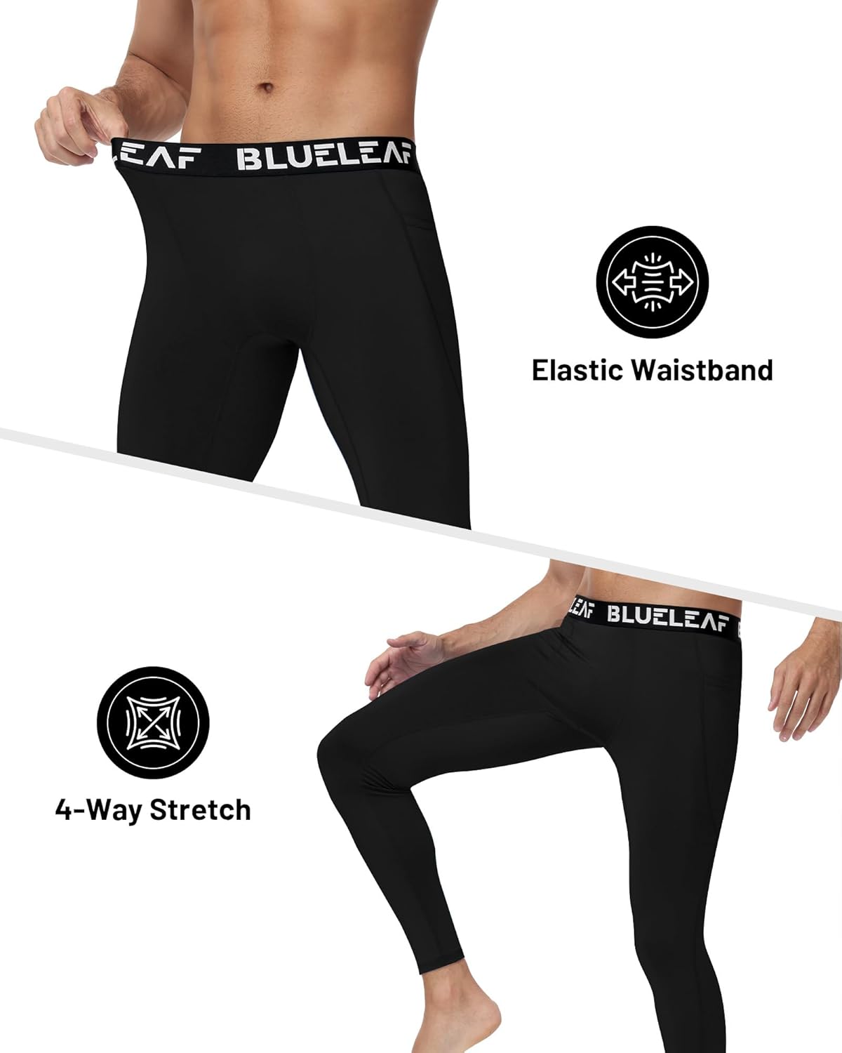 Blueleaf Men's Compression Pants Running Workout Leggings with Pockets Athletic Tights Base Layer for Basketball Sports - Image 5