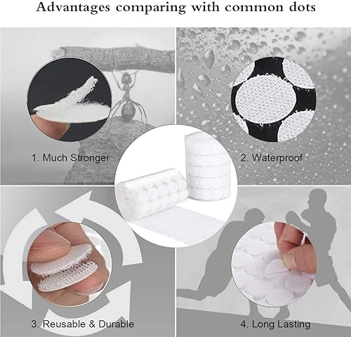 Miniatura 2 de Puntos autoadhesivos blancos, 500 unidades (250 pares) de 1 pulgada de diámetro para la escuela, la oficina