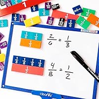 Vista 6 de hand2mind Azulejos de fracciones de arcoíris de plástico, materiales matemáticos Montessori, manipuladores de fracciones, fracción unitaria