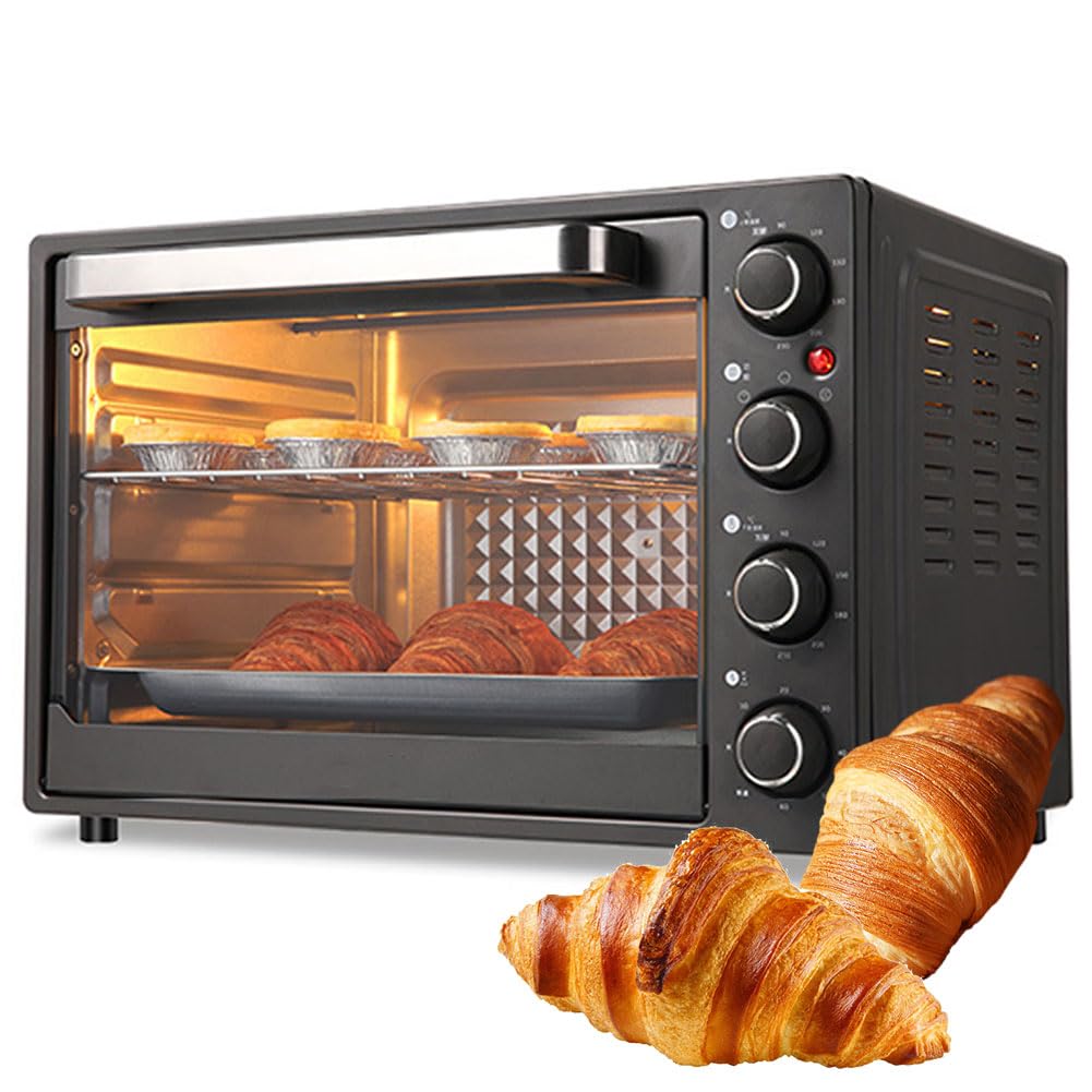 FAcoLL 40L Commercial Pizza Oven, 1500W Electric Mini Oven with 90-230 °C Adjustable Temperature & 60 Min Timer, Multipurpose Toaster Bake Broiler for Restaurant Home Kitchen Baked