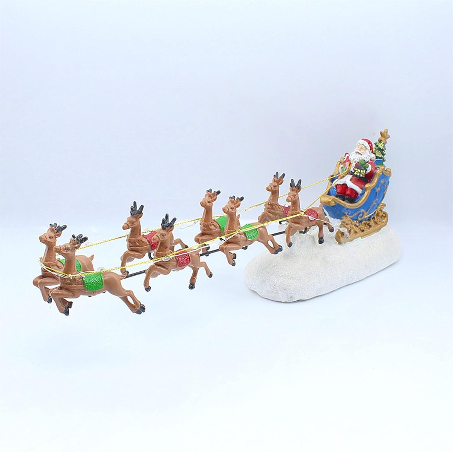 Glowing Christmas Resin Ornament Christmas Santa Deer Pulling Cart New Year Figurine Christmas Decorations Home
