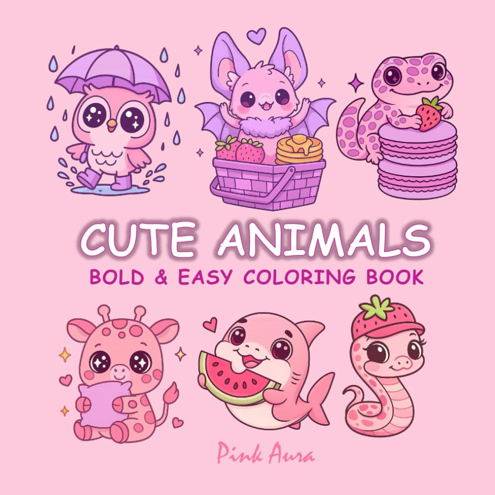 CUTE ANIMALS: BOLD & EASY COLORING BOOK