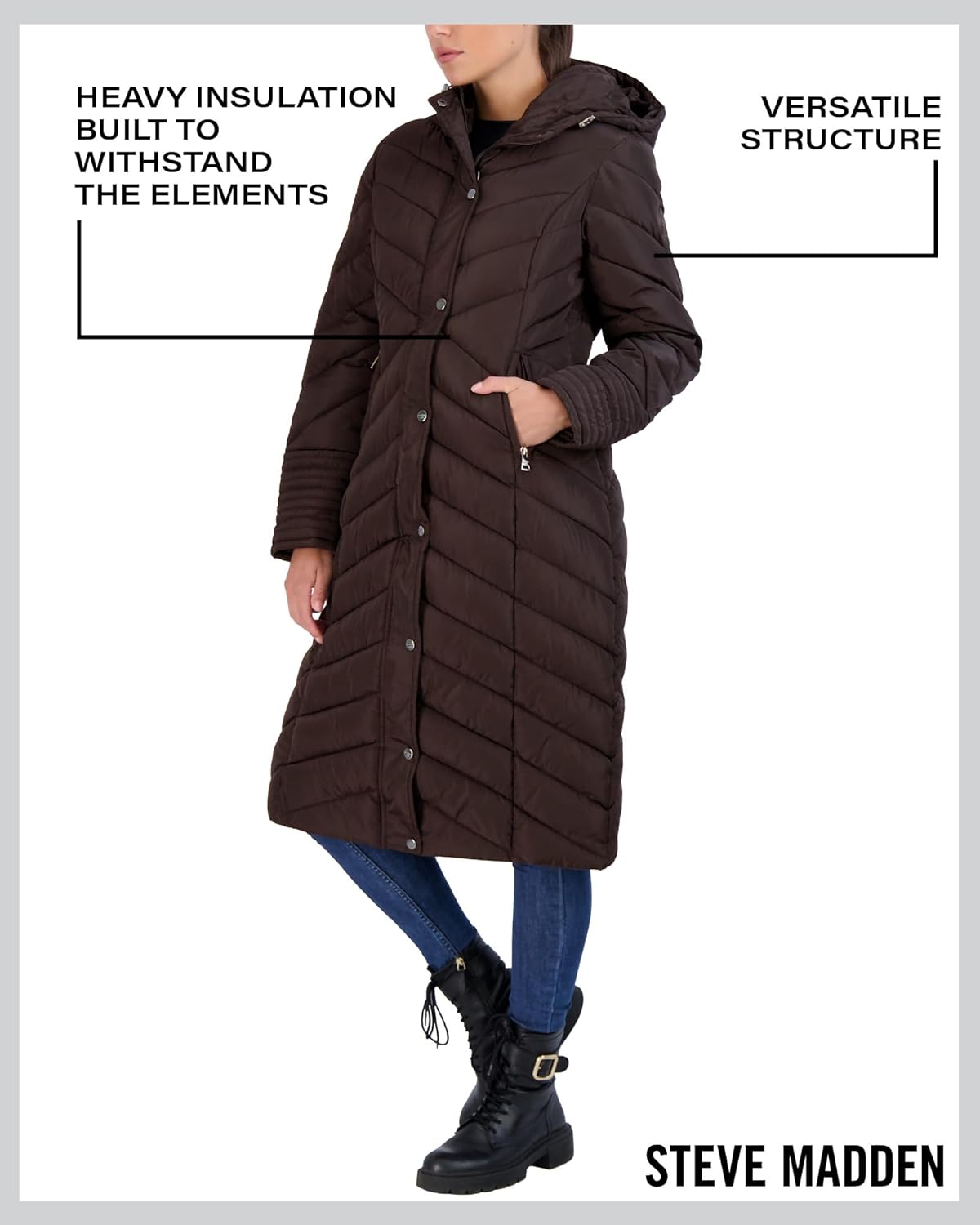 Madden Girl Womens Maxi Puffer Winter Coats - Long Quilted Jackets for Women Weather Resistant Puffer Parka Hooded Jacket - Image 2