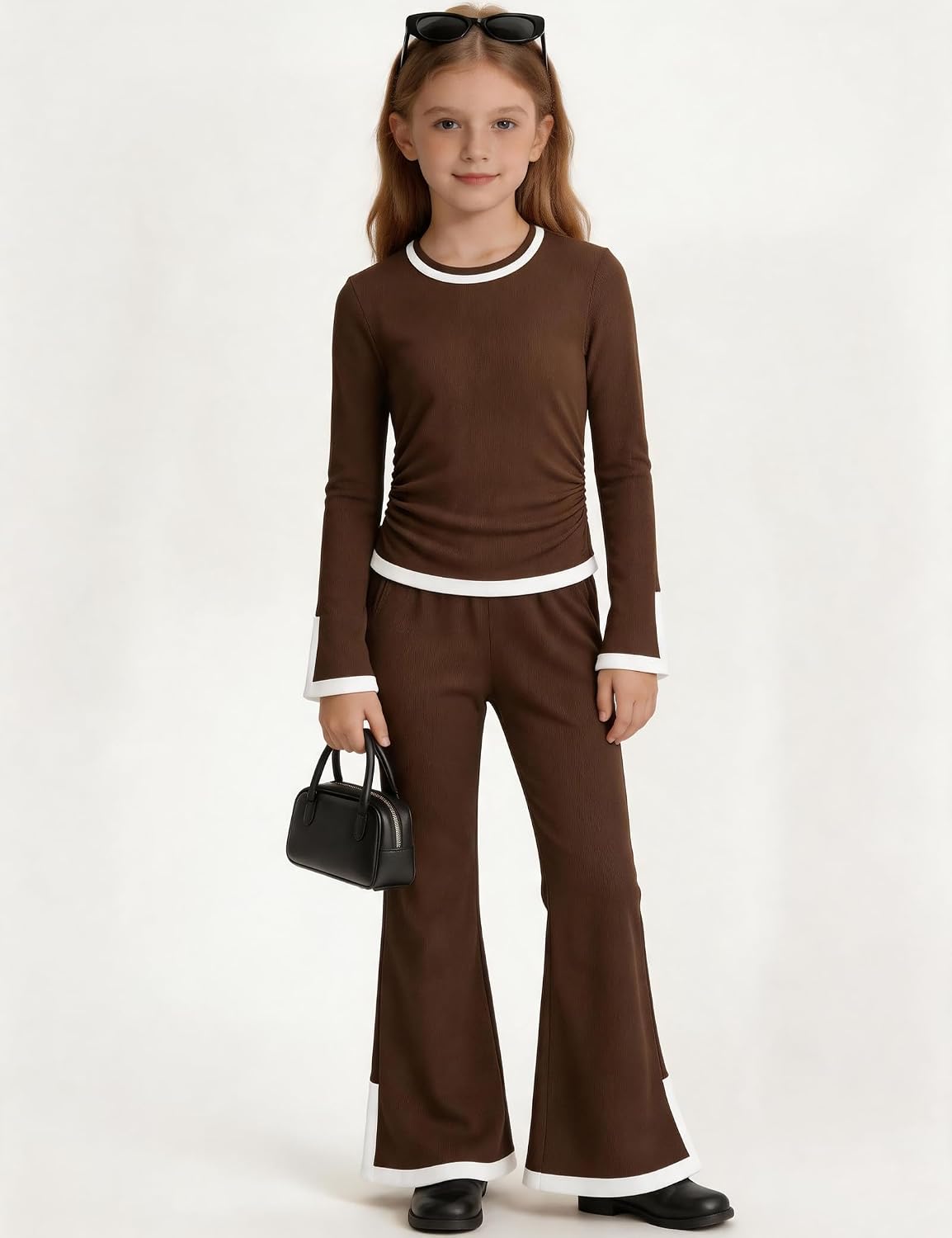 Girls Clothes 6-14Y Ruched Tops and Bell Pants 2PCS Fall Outfits image 2