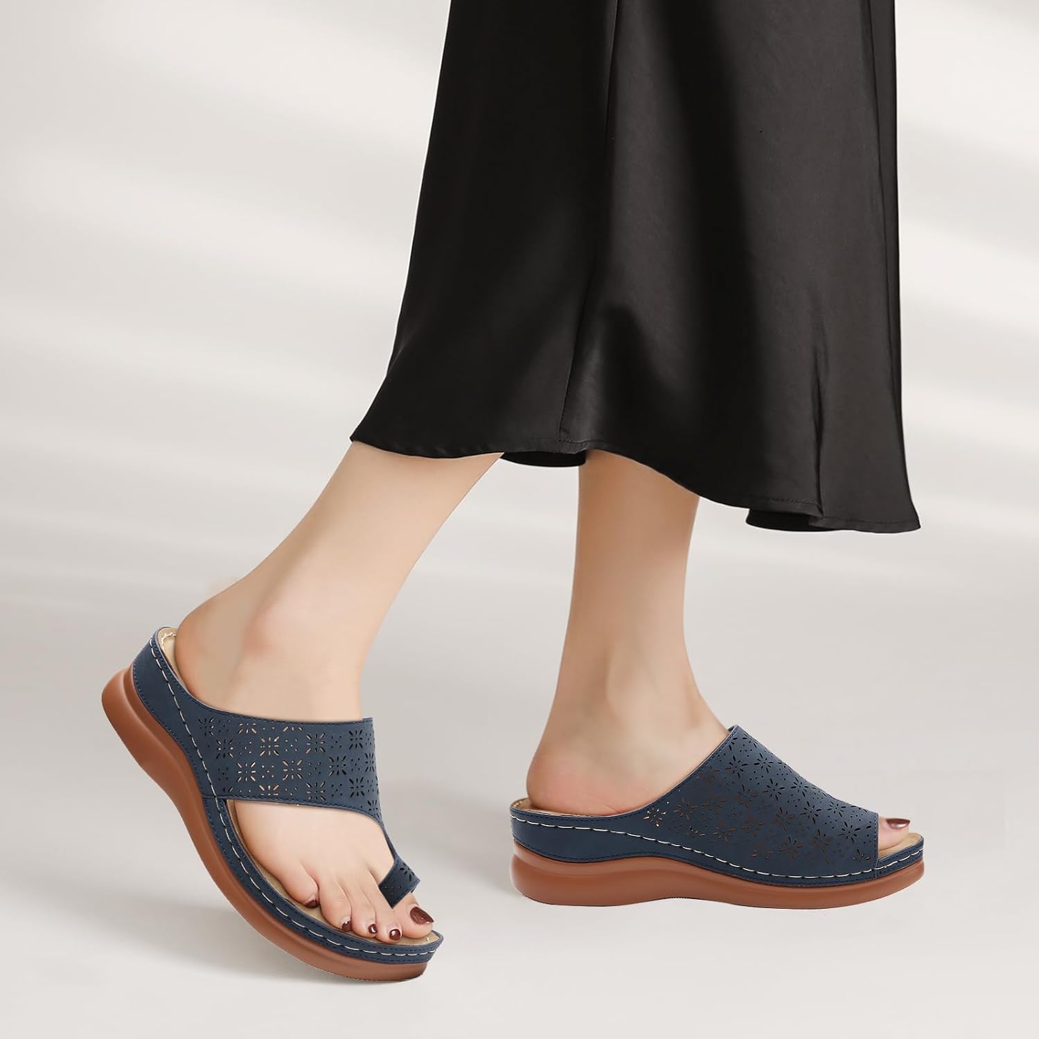 Tilocow Women's Wedge Sandals: Comfortable Orthopedic Ladies' Flip Flops, Dressy Summer Casual Walking Wedge Shoes - Image 2