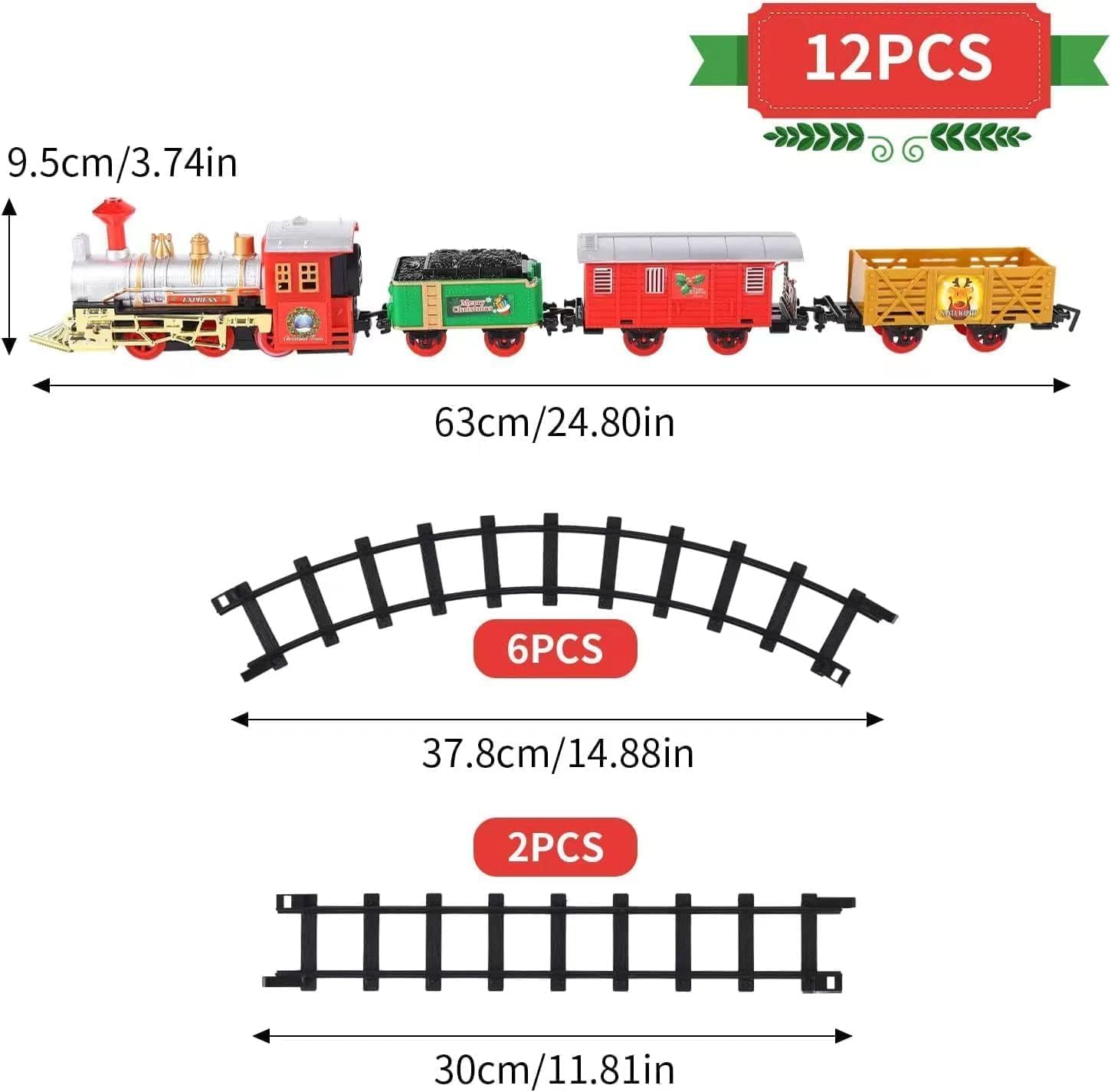 Trenino Elettrico per Bambini,Trenino Natalizio ，Luci e Suoni, Giocattolo con Binari Ferroviario, Set Pista Treno Elettrico, Regalo Natale Compleanno Educativo per Bambini