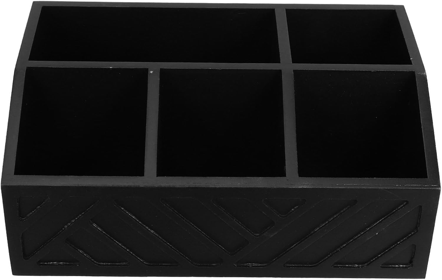 Wooden Coffee and Tea Bag Organizer Box with Dividers, 11.7x7.6x3.2 Inches, Black Coffee Station Storage Container for Kitchen Counter and Home Use