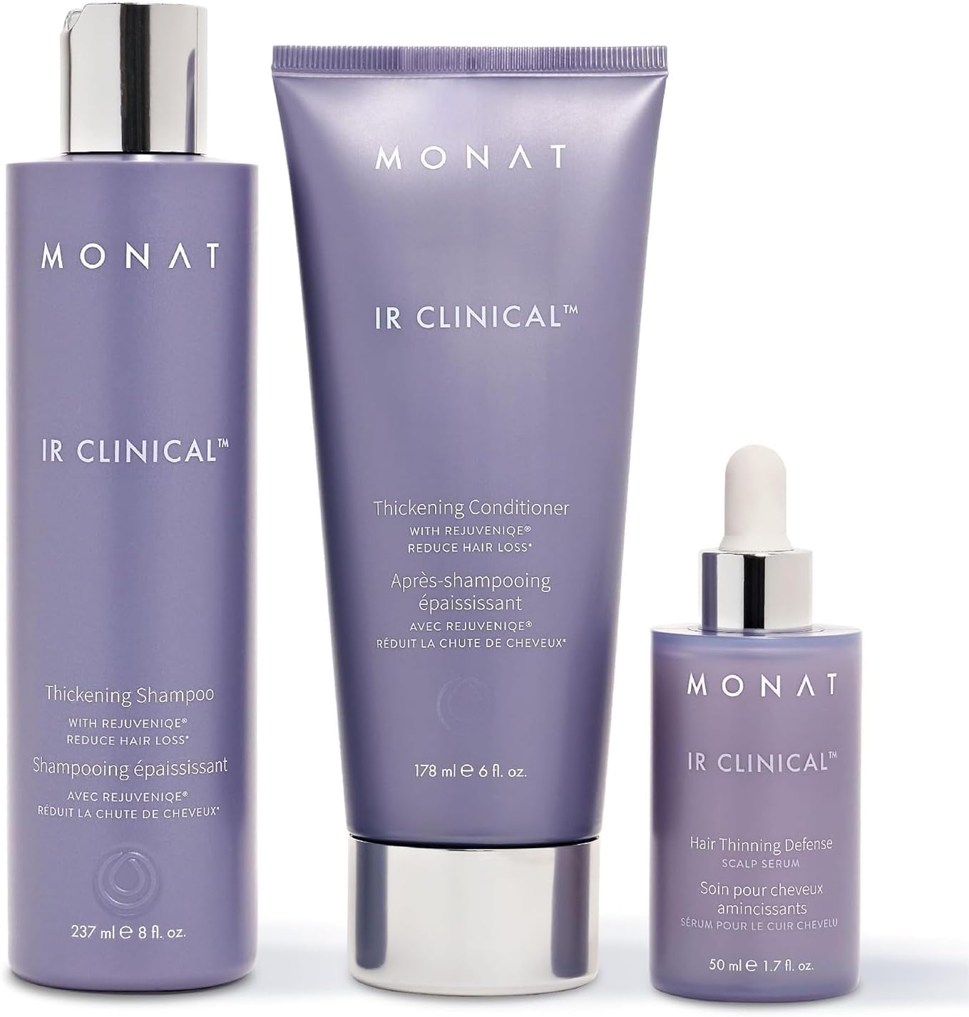 MONAT IR Clinical System – Complete Hair Care Restoration Kit with Thickening Shampoo, Conditioner & Thinning Defense Serum – Strengthens, Protects, & Revives Hair for Thicker, Fuller-Looking Results