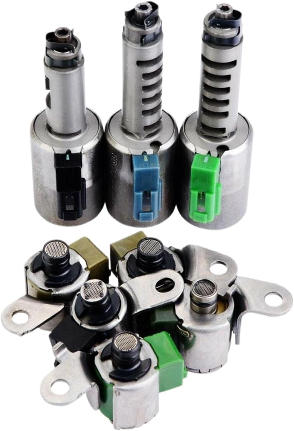 8Pcs Transmission Solenoid Kit Compatible For Volvo AW55-50SN AW55-51SN AF33-5 AW235 RE5F22A Gray Replacement Set With Full Compatibility