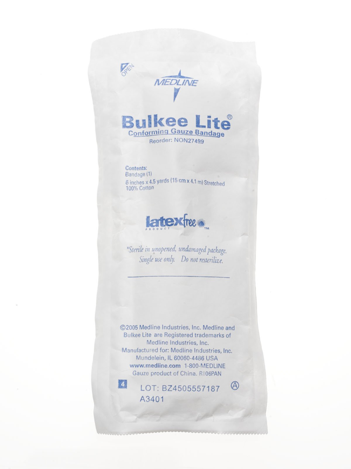 Medline Bulkee Lite Sterile Gauze Bandage, 6" x 4.5 yds., Ideal for Wound Care, Box of 6
