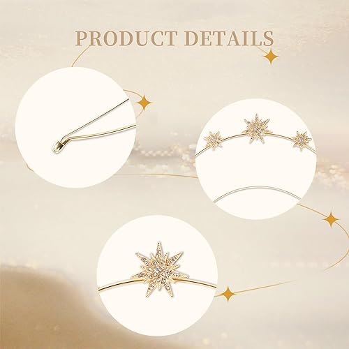 Miniatura 4 de Halo Crown - Stars Crystal Goddess HeadBand with Earrings Mary Metal Halo Headpiece Celestial Crowns Tiaras for Women Bridal Wedding Costume Cosplay