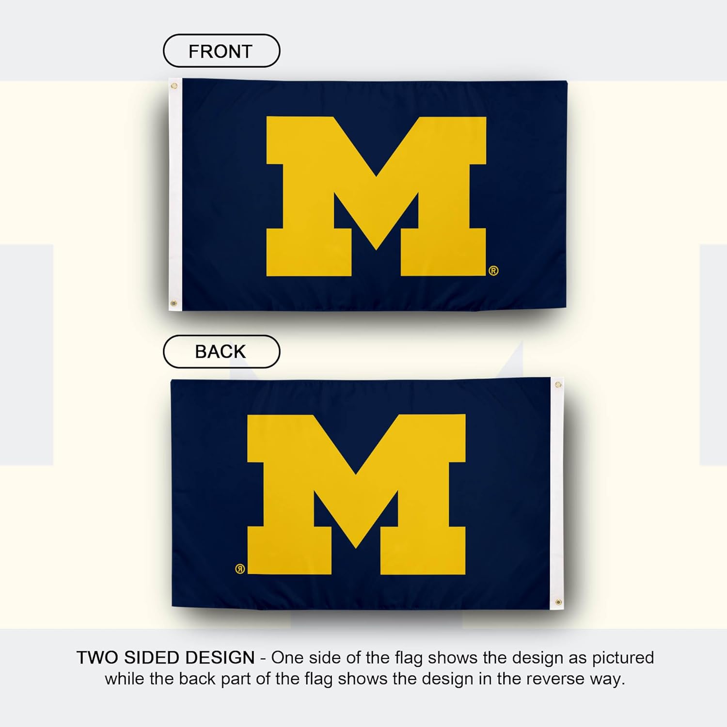Desert Cactus University of Michigan Flag - 3 x 5 Feet UM Wolverines Banner, Indoor/Outdoor Durable Fabric Display(Design 1) - Image 2