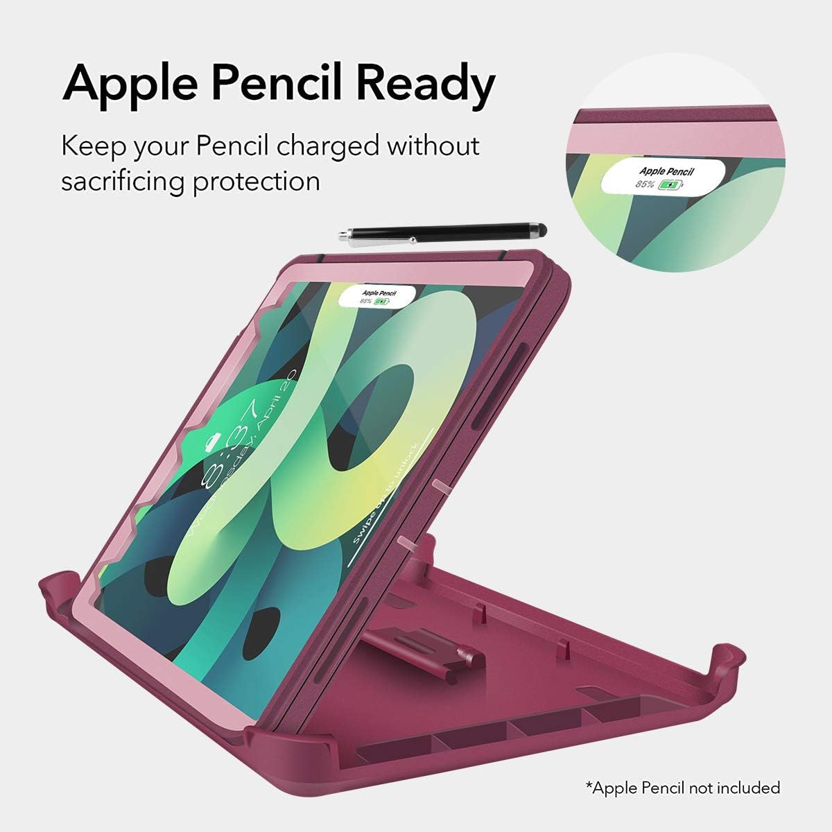 AICase New iPad Air 10.9 Cases Heavy Duty Rugged Shockproof Triple Layer Defense for iPad Air 4th/5th Generation 2020/2022 (Purple+Red)