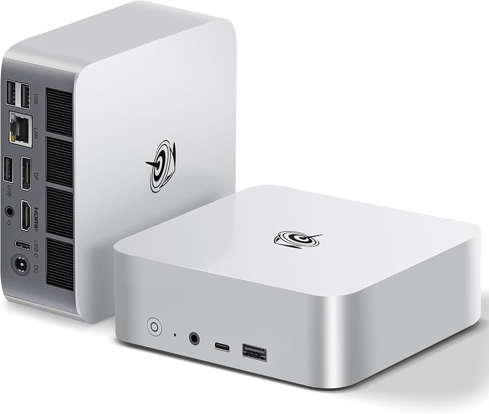 Beelink Mini PC SER8, AMD Ryzen 7 8745HS (8C/16T, até 4,9GHz), 32G DDR5 RAM 1TB PCIe4.0 SSD, Mini Gaming Computer Suporte 4K Tela Tripla/WiFi6/BT5.2/2.5G LAN/USB4/Win11 Pro