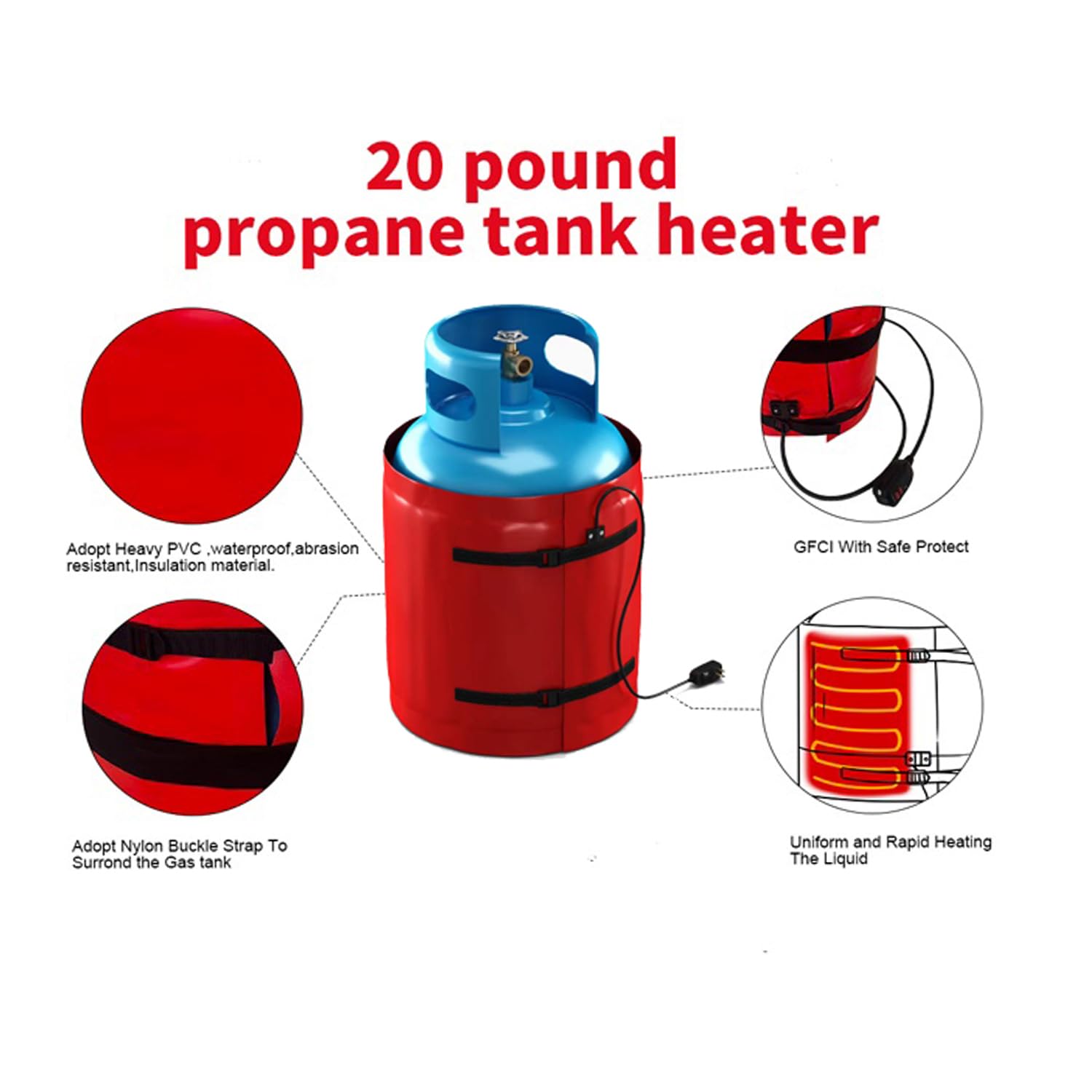 Propane Tank Heating Blanket – Wrap Around Electric Warmer For LP Gas, Insulated, Green