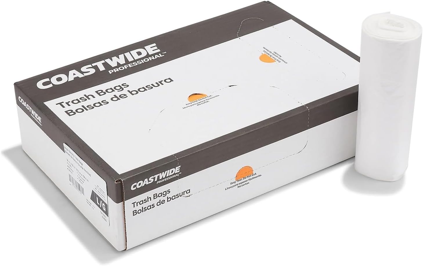 Coastwide Professional 55-60 Gallon Trash Bag, 38" x 60", High Density, 14 mic, Natural, 200 Bags/Box