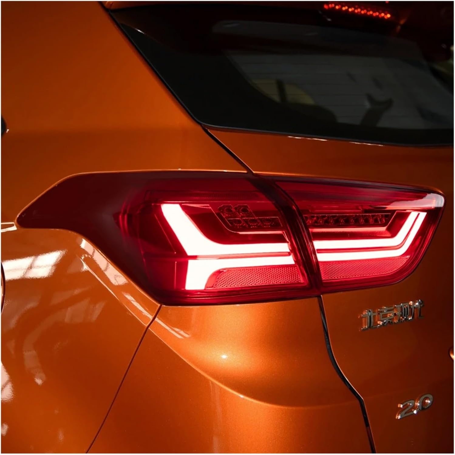 Car Taillights Assembly Compatible With Hyundai ix25 2015-2017 LED Auto Rear Back Lamps Upgrade Style Dynamic Signal Light Accessories(Black one set)