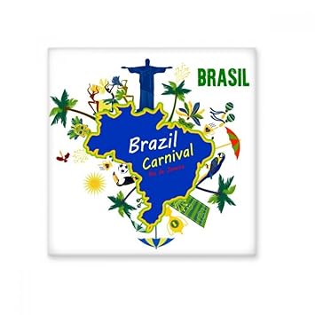 DIYthinker Mount Corcovado Brazil Maps Brazil Carnival Rio De Janeiro Slogan Ceramic Bisque Tiles for Decorating Bathroom Decor Kitchen Ceramic Tiles Wall Tiles Large Multi