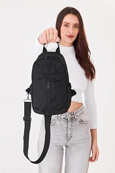 Superbag Su  tici Kuma   apraz Ask l  Omuz ve Bel  antas , Unisex, G nl k Kullan m i in Hafif ve Kullan l   anta Siyah