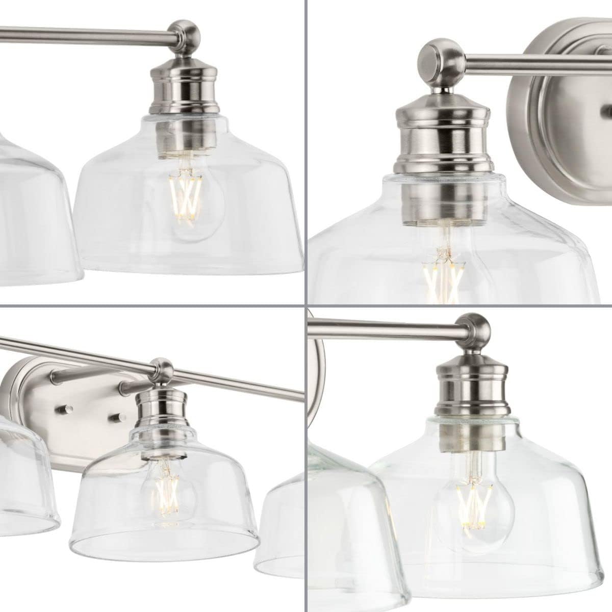 Progress Lighting P300397-009 Singleton Collection 3-Light Vanity Light Brushed Nickel