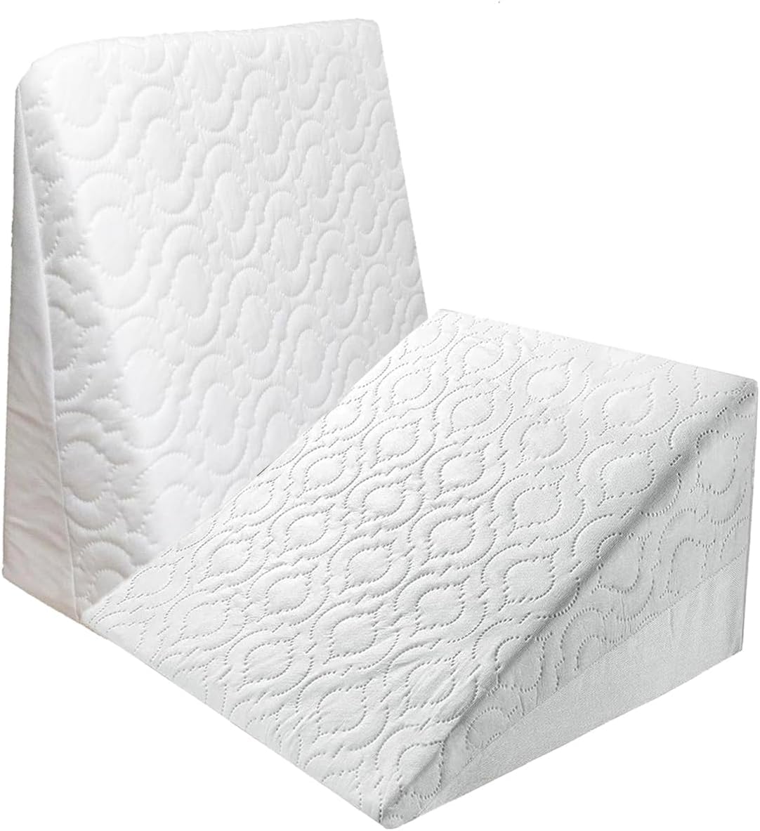 Mankha White Bed Wedge Pillow Cushion - Incline Support - For Acid Reflux Back Pain, Snoring & Heartburn - Orthopedic - Reduces Respiratory Problems - Removable Washable Cover (Foam)
