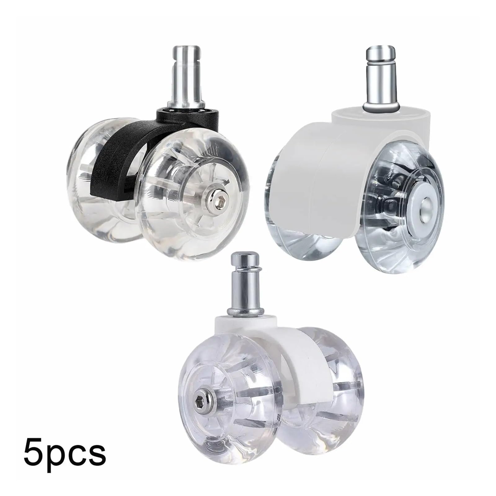 Ruedas universales de repuesto for silla ordenador oficina, 5 uds., 2 pulgadas(White A)