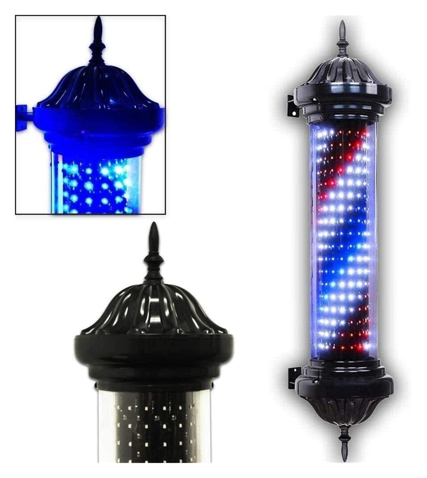 Lampada da Parete per Esterni con palo da Barbiere, Strisce LED rotanti illuminanti per Salone di Parrucchiere, insegna retrò