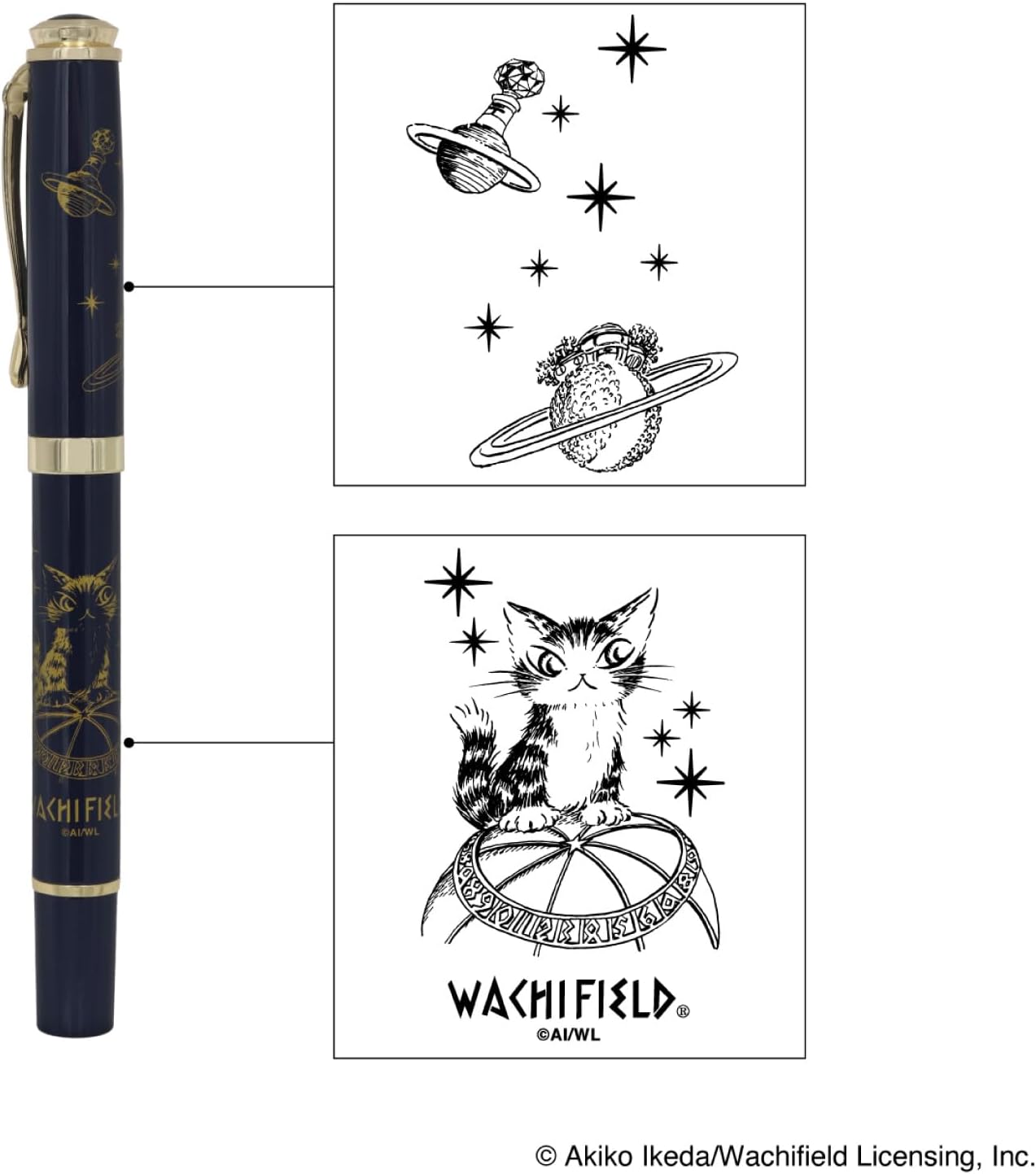 Wachierudo Diyan Cat Fountain Pen - Diane of the Celestial Sphere IP635366 with Cartridge Converter Ink Color: Blue Black F Shape (Fine Point)