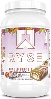 RYSE Loaded Protein Powder - Little Debbie Pumpkin Spice Rolls - 25g Whey Protein Isolate & Concentrate with Prebiotic Fiber & MCTs - Low Carb, Low Sugar, Digestive-Friendly - 27 Servings / 2 lb Tub