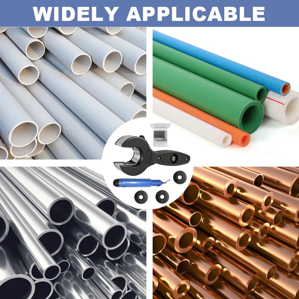 Tagliatubi in Acciaio Inossidabile 8-29 mm, Tagliatubi a Cricchetto 2 in 1 per Rame, Plastica e Alluminio, con 3 Rotelle di Ricambio