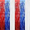 4 pack red blue white foil fringe curtain backdrop 328ft x 656ft metallic tinsel foil fringe streamers curtains for photo booth wedding mardi gras birthday independence day party decoration  urban country home decor