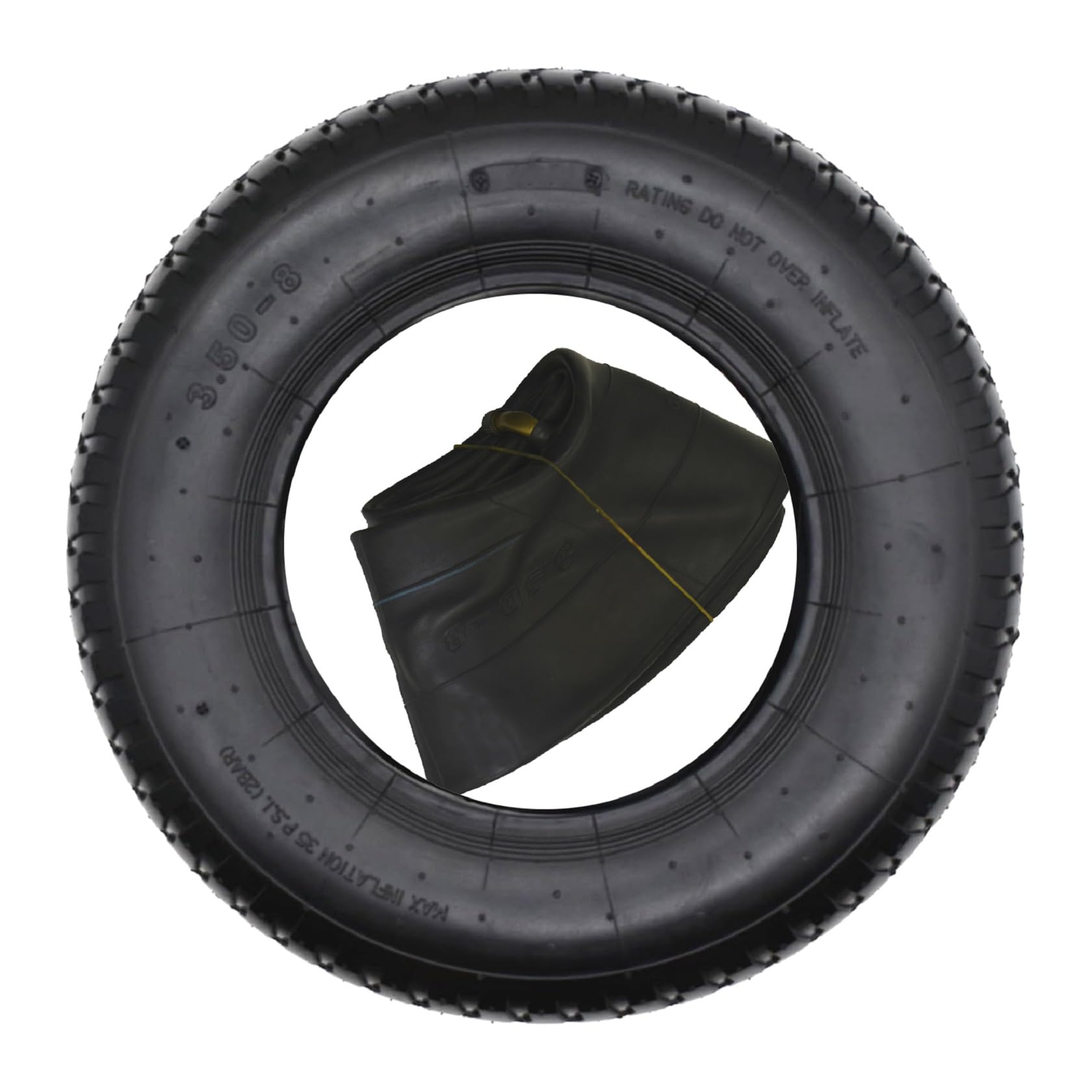 Wheelbarrow Tire and Tube Set, Size of 3.50-8, with TR-87 Bent Valve Stem Replacement (2-Pack) (3.50-8)