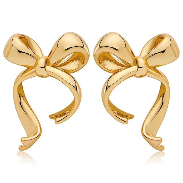 CUFELMU Gold Silver Bow Drop Earrings for Women Long Tassel Chain Bow Earrings Ribbon Bowknot Dangle Earrings Jewelry