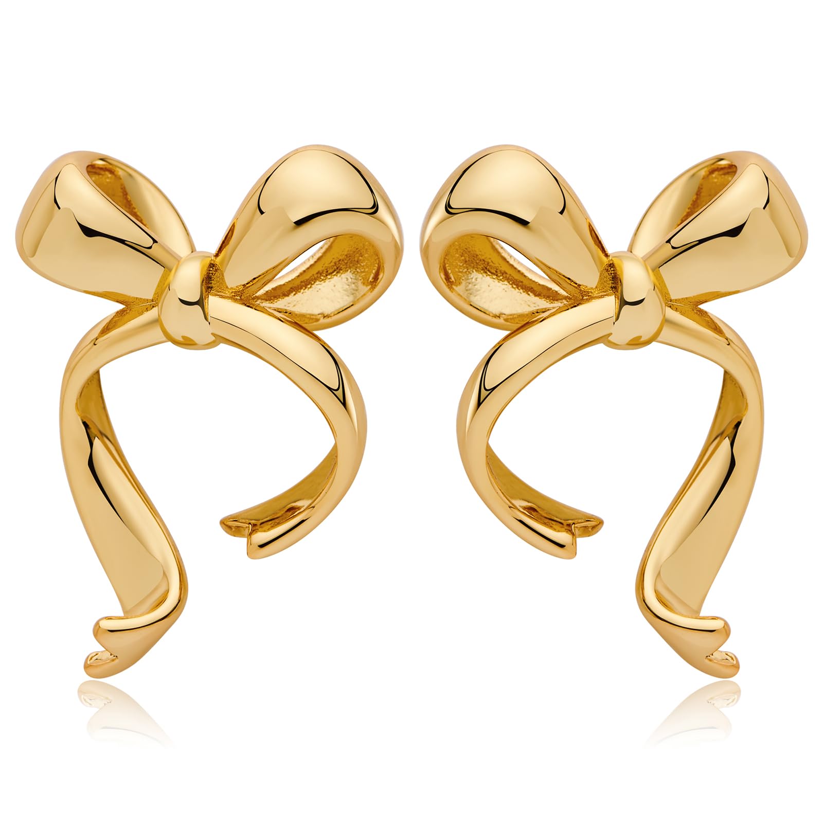 CUFELMU Gold Silver Bow Drop Earrings for Women Long Tassel Chain Bow Earrings Ribbon Bowknot Dangle Earrings Jewelry