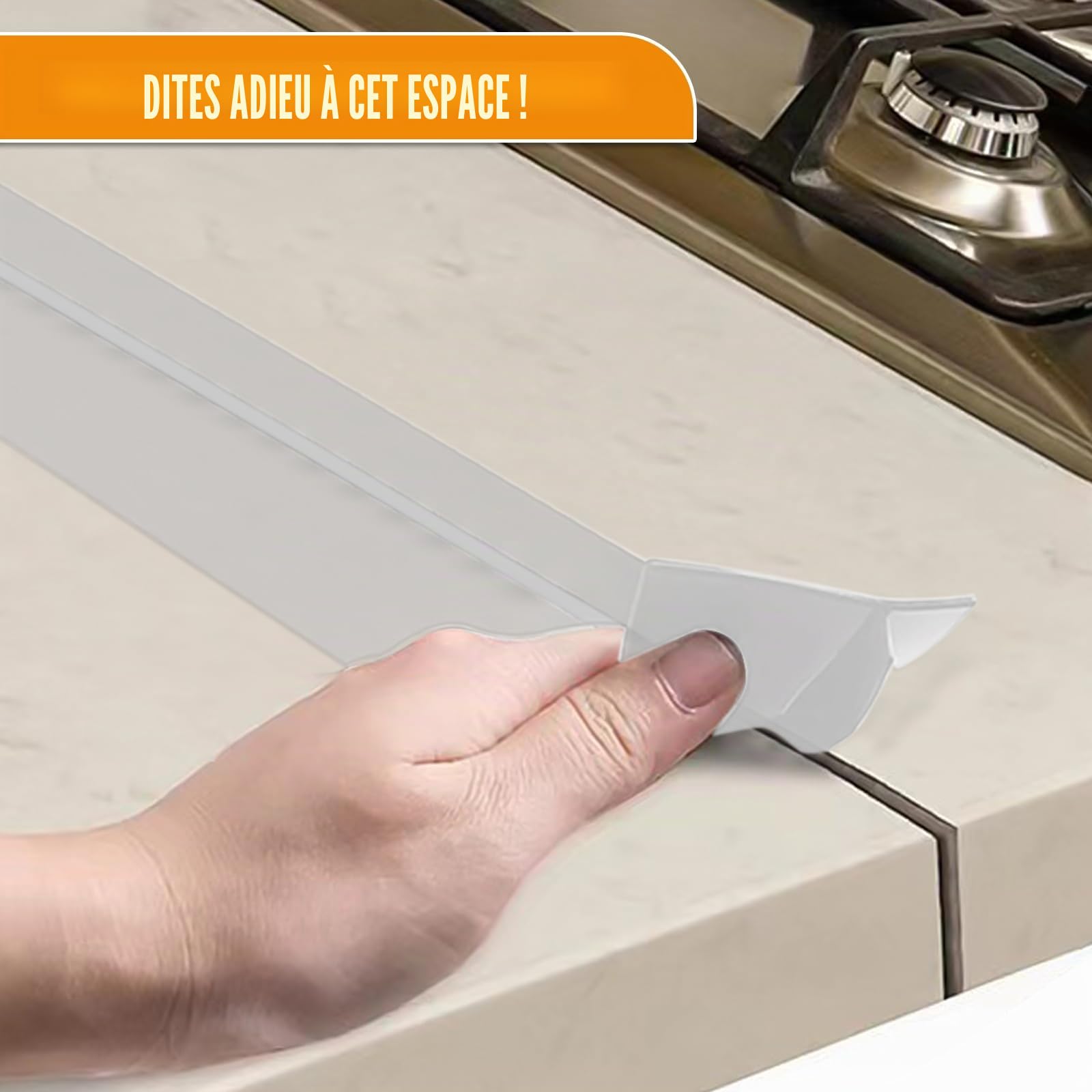 Lot de 2 rails de connexion pour plans de travail de cuisine, plan de travail, joint d'écart, bande de finition, plan de travail de cuisine, bande d'étanchéité (transparent, 63 cm)