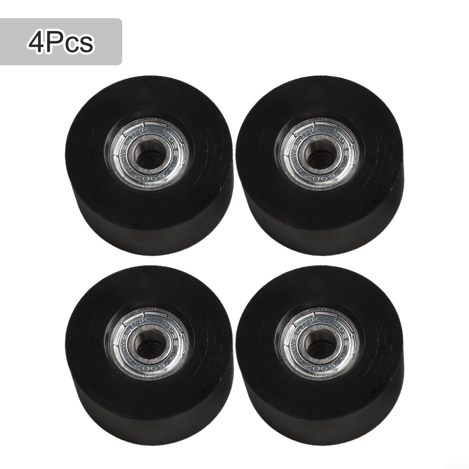 Lot de 4 roues de siège de rameur à eau en nylon et acier avec 45 mm de diamètre et trou intérieur de 8 mm de rechange pour une performance de glissement fluide Noir
