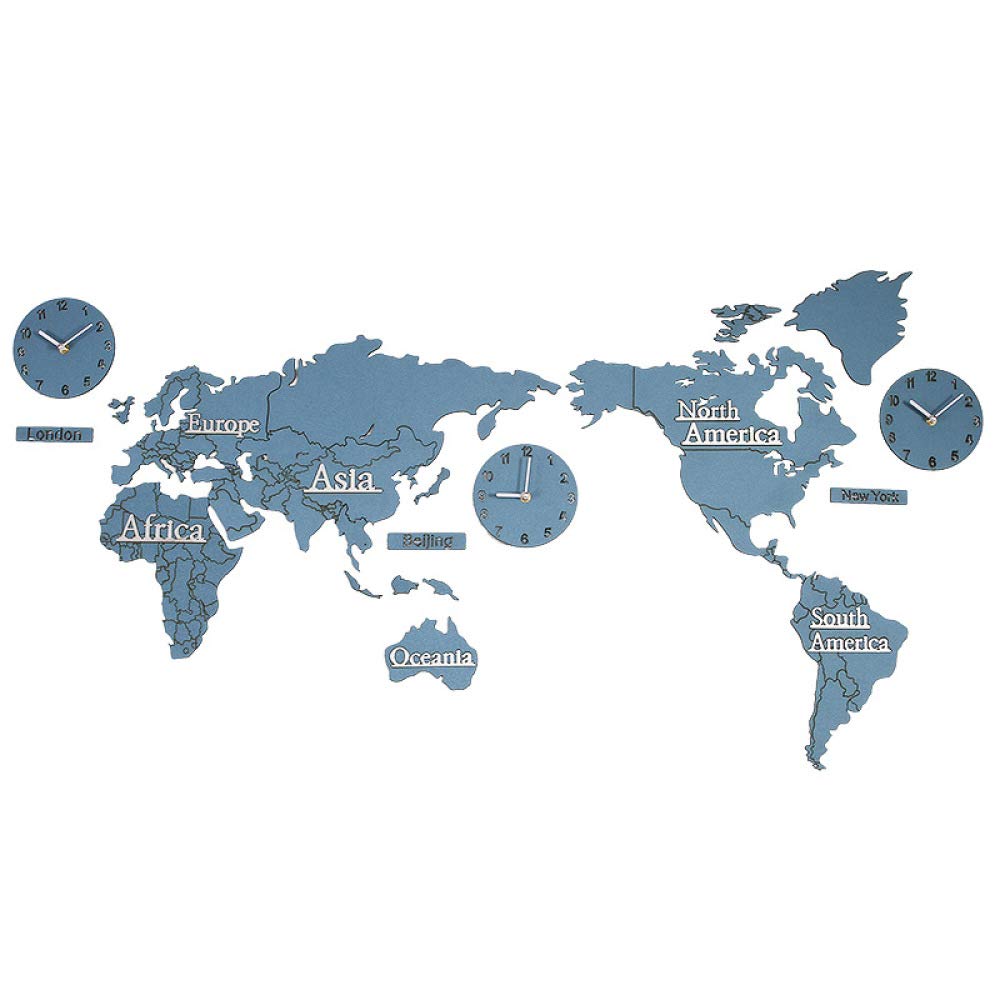zenggp World Map Wall Clock Wooden Wall Charts Wall Hangings For Living Room/office,E+1.37M
