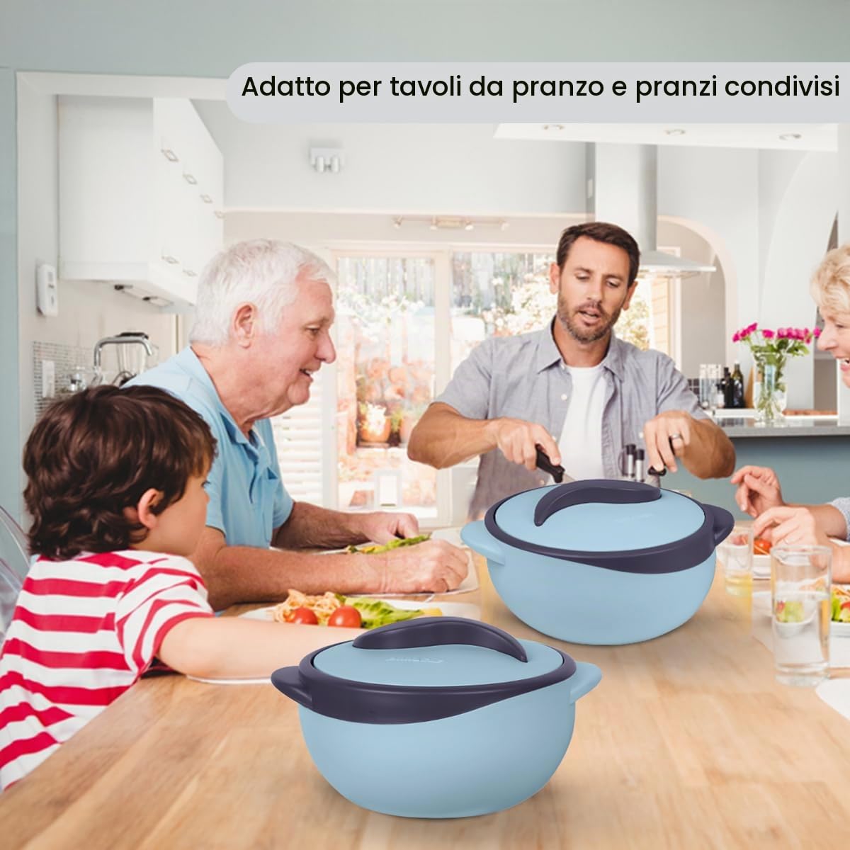 Pinnacle - Casseruola isolata con coperchio, set da 3 pezzi, 2,6/1,5/1 qt. Scaldavivande termiche per zuppa/insalata, contenitore per alimenti caldi in acciaio inox, set regalo per mamme - Vacanze