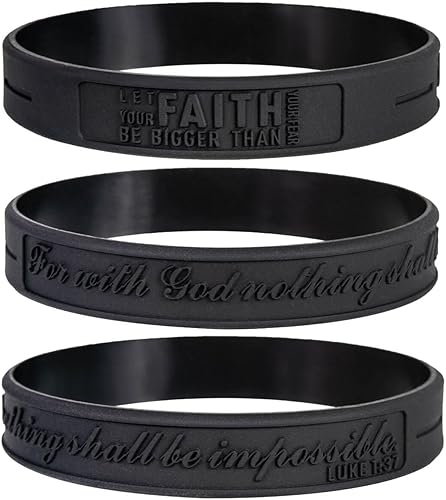 Sainstone Power of Faith LUKE 137 For with God Nothing shall be impossible - Pulseras inspiradoras de silicona con versículos bíblicos - Let Faith