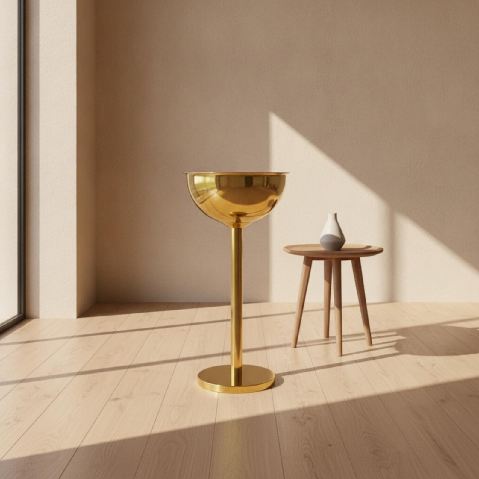 Soporte de Vino Soporte Cubo Botellero Pedestal Porta en Acero Inoxidable Liso Vertical y Base Pesada Adecuado para Servicio de Cócteles en Casa Salas , Plateado , Redondo Con Soporte