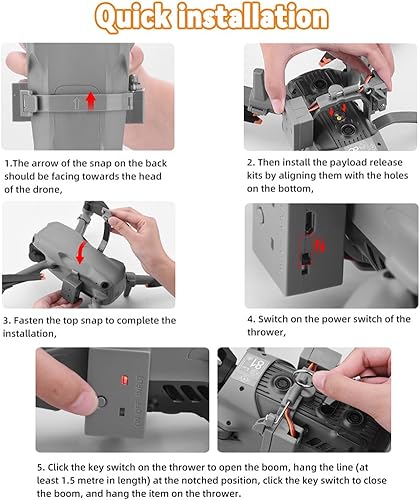 Miniatura 5 de O'woda Sistema Airdrop para DJI Air 3, dispositivo de transporte de entrega de drones con tren de aterrizaje para pesca con drones, bodas, búsqueda