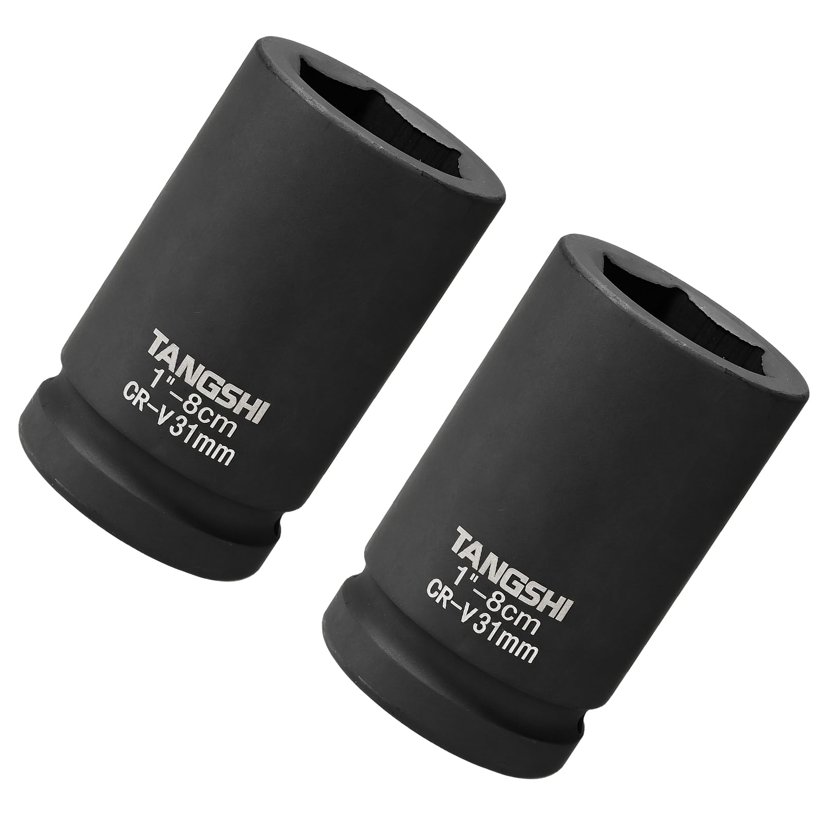 CoCud 2pcs 1" Drive 31mm 6-Point Deep Impact Socket 80mm Length CR-V Steel