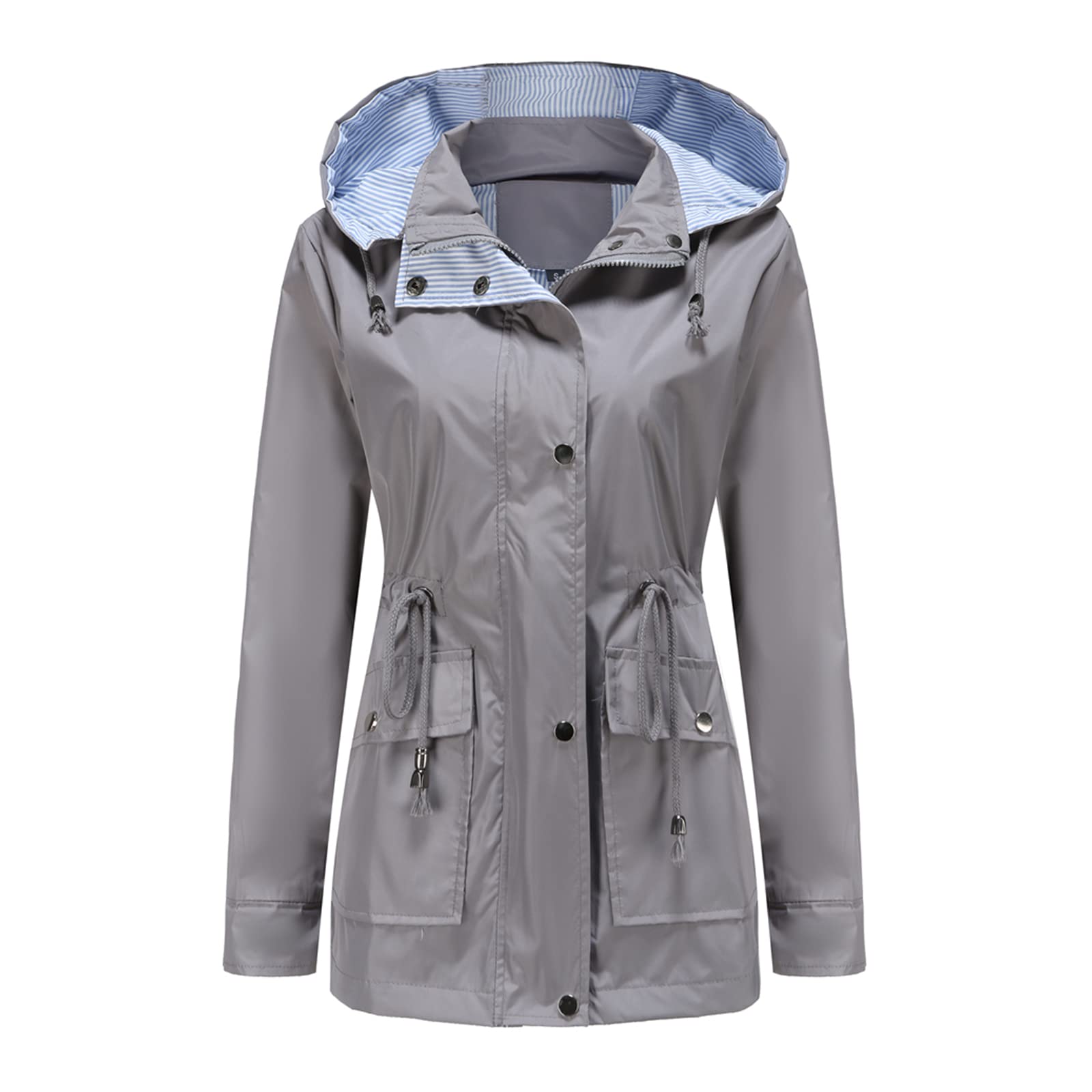 MODFUL Giacca impermeabile a maniche lunghe da donna, giacca a vento impermeabile con cappuccio, leggera, antivento