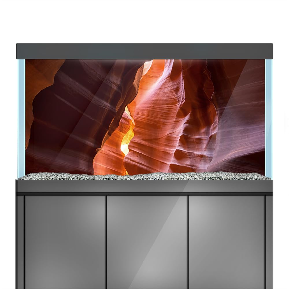LYYAB Aquarium Background Stickers - Canyon Red Rock Wall - Fish Tank Reptile Terrarium Decor Poster (100 x 50 cm / (39.3 x 19.6 inches))