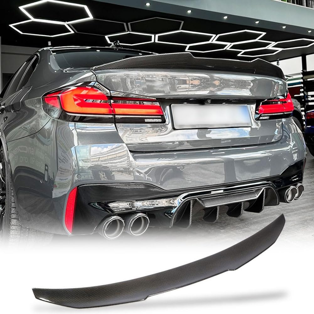MCARCAR KIT Carbon Fiber Trunk Spoiler Compatible with 2017-2023 BMW 5 Series G30, F90 M5 Rear Highkick Wing Lip