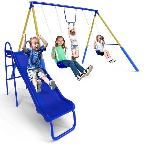 Sportspower My First Metal Swing Set with Slide — Best for Multiple Kids