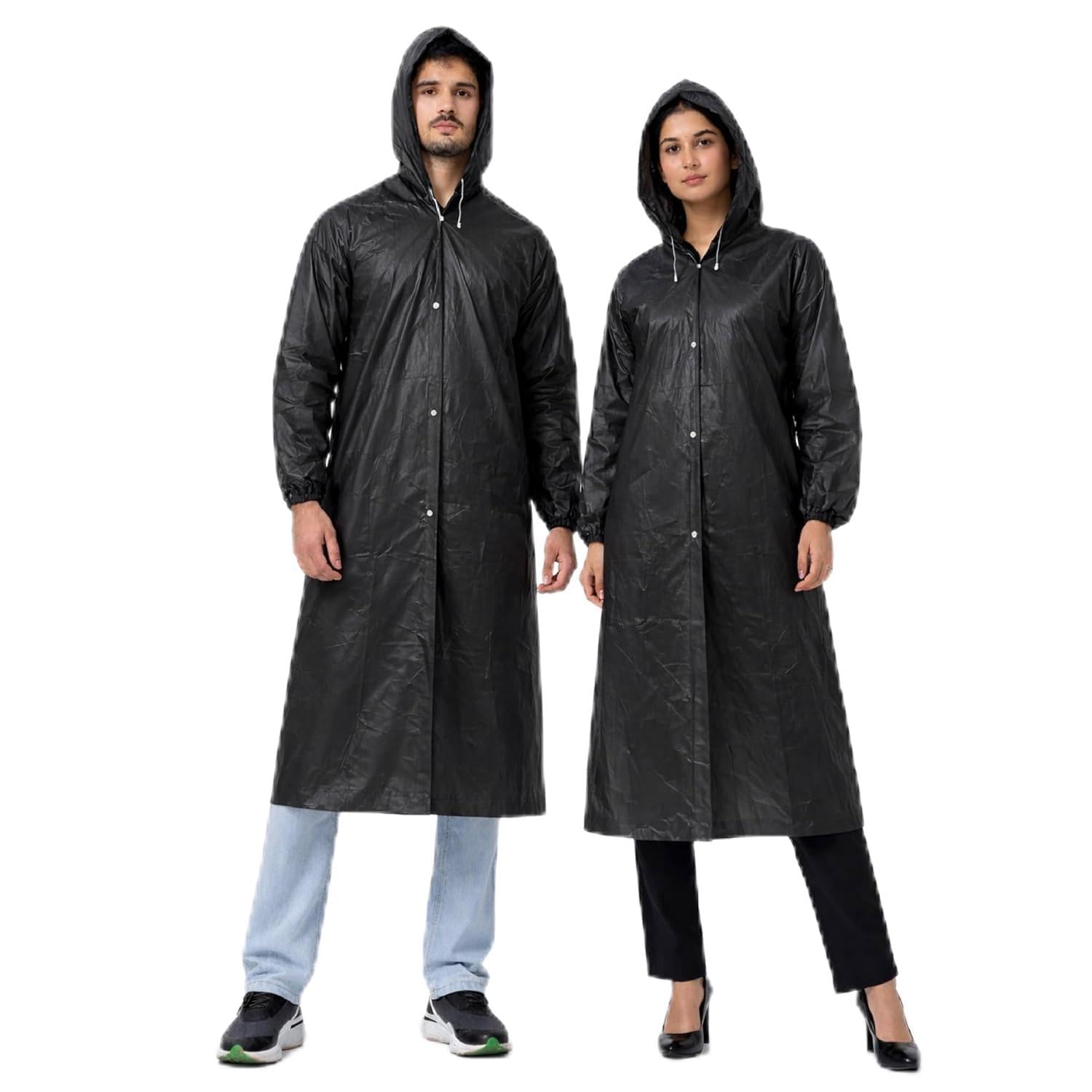 Waterproof Hooded Raincoat for Men & Women | Full Length Reusable PVC Rain Wear | Lightweight Windproof Rain Jacket with Front Button Closure (Multi Colour) | rain coat-picture-26
